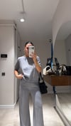 Gri Bisiklet Yaka Kısa Kol Triko Takım