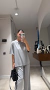 Gri Bisiklet Yaka Tişört Pantolon Takım