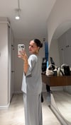 Gri Bisiklet Yaka Tişört Pantolon Takım
