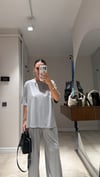 Gri Bisiklet Yaka Tişört Pantolon Takım