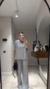 Gri Bisiklet Yaka Tişört Pantolon Takım