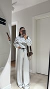 Gri Biyeli Fermuarlı Pantolon Takım 