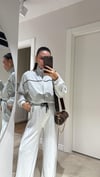 Gri Biyeli Fermuarlı Pantolon Takım 