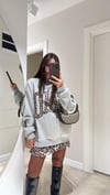 Gri Bordo Leopar İşlemeli Sweat