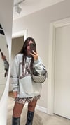 Gri Bordo Leopar İşlemeli Sweat