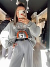 Gri Chicago Baskılı Oversize Sweat