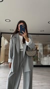 Gri Çizgili Astarlı Blazer Ceket 