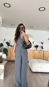 Gri Dik Çizgili Yelek Pantolon Takım