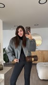 Gri Fermuarlı Cepli Bomber Ceket 
