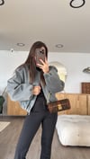 Gri Fermuarlı Cepli Bomber Ceket 