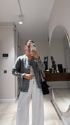 Gri Fırfırlı Triko Hırka 