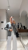 Gri Fırfırlı Triko Hırka 