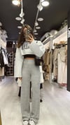 Gri  Fitilli Beli Lastikli Bol Paça Basic Pantolon