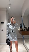 Gri Gömlek Yaka Fermuarlı Kısa Ceket