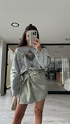 Gri Gümüş Pullu Oversize Kazak