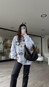 Gri Hudson Valley Baskılı Oversize Sweat