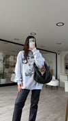 Gri Hudson Valley Baskılı Oversize Sweat