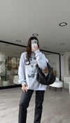 Gri Hudson Valley Baskılı Oversize Sweat
