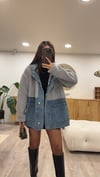 Gri Jean Detaylı Kapüşonlu Teddy Ceket 