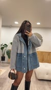 Gri Jean Detaylı Kapüşonlu Teddy Ceket 
