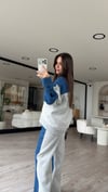 Gri Jean Detaylı Şardonlu Sweat