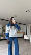 Gri Jean Detaylı Şardonlu Sweat