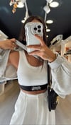 Gri Kendinden Atletli Tasarım Crop Sweat
