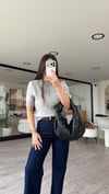 Gri Kısa Kollu Pullu Triko Kazak