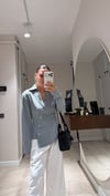 Gri Lacivert Dik Çizgili Dokulu Gömlek