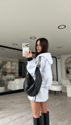 Gri Lacivert Şerit Detaylı Fermuarlı Sweatshirt