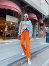 Gri New York Baskılı Kapşonlu Sweat