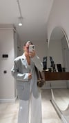 Gri Ön Dikiş Detaylı Blazer Ceket 