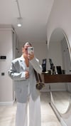 Gri Ön Dikiş Detaylı Blazer Ceket 