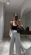 Gri Ön Dikiş Detaylı Bol Paça Modal Pantolon 