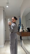 Gri Ön Fermuarlı Crop Gömlek Pantolon Takım