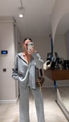 Gri Ön Fermuarlı Hırkalı Triko Takım