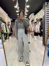 Gri Paça Yırtmaçlı Kargo Pantolon 