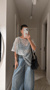 Gri Pul Detaylı Marka Model Bluz