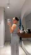 Gri Pullu Transparan Pantolon Takım