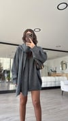 Gri Renk Bisiklet Yaka Atkılı Oversize Kazak