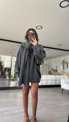 Gri Renk Bisiklet Yaka Atkılı Oversize Kazak