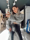 Gri Taş Aksesuarlı Triko Bluz 