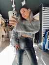 Gri Taş Aksesuarlı Triko Bluz 