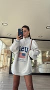 Gri USA Baskılı Dik Yaka Fermaurlı Sweat 