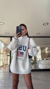 Gri USA Baskılı Dik Yaka Fermaurlı Sweat 