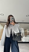 Gri Yan Düğme Detaylı Marka Model Crop Kaşe Ceket