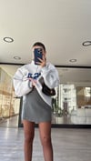 Gri Yan Fermuarlı Mini Şort Etek