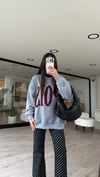 Gri Yazı Detaylı Puantiyeli Sweatshirt