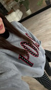 Gri Yazı Detaylı Puantiyeli Sweatshirt