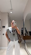 Gri Yazı Detaylı Sıfır Kol Sweat